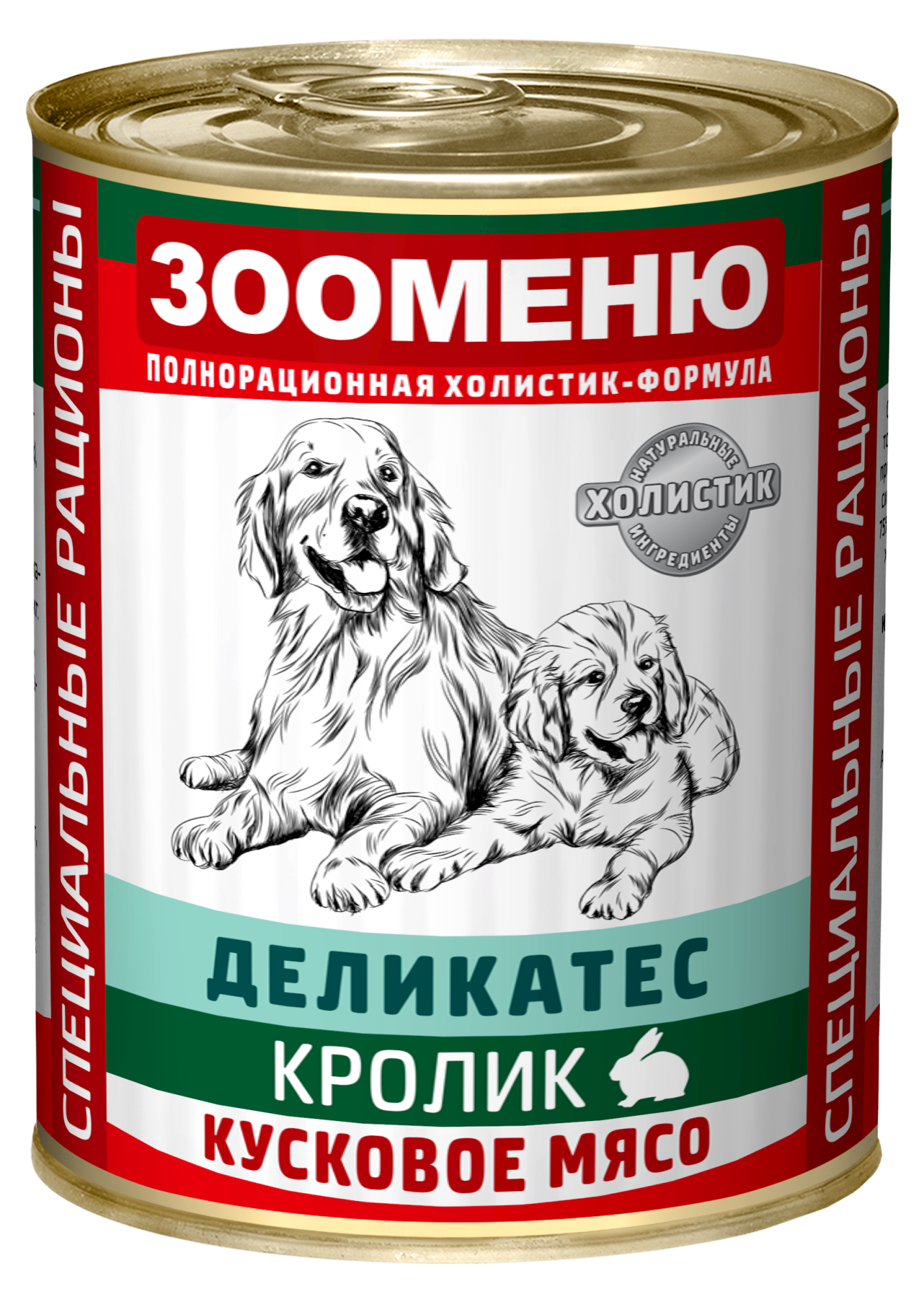 Мясные консервы для собак Зооменю ДЕЛИКАТЕС "Кролик с гречкой" - 12шт по 400г